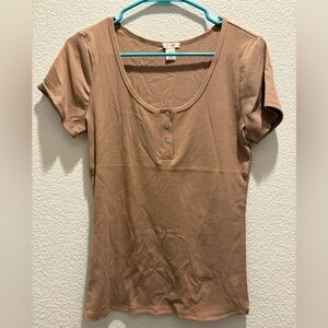 Bozzolo Tan Ribbed Short Sleeve Top NWOT! Plus sizes